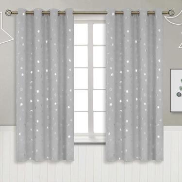 Imagem de Cortinas BGment Kids Star Moon Blackout 160x160cm Cinza claro