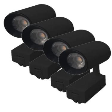 Imagem de Kit 4 Luminária Preto Trilho Spot Led 7W 3500K Branco Quente - AAAtop