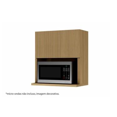 Imagem de Módulo Cozinha Nesher Rainha Armário c/Nicho Microndas e1 Porta Basculante Ripada 70 cm Nature - Nesher