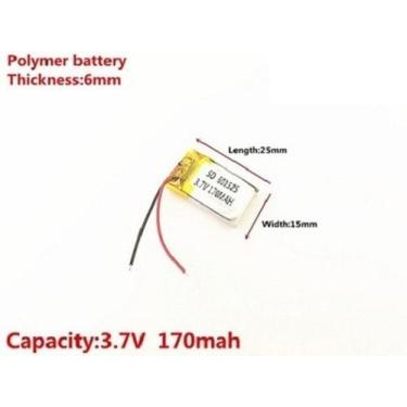 Imagem de (2pcs) Bateria 170 Mah 3,7v 2 Fios  6mm X 15mm X 25mm 601525 - bgb