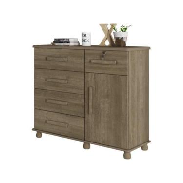 Imagem de Cômoda Sapateira 1 Porta 5 Gavetas Móveis Lanza - Ibiza, Noce Bronze