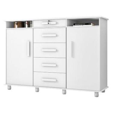 Imagem de Cômoda Sapateira 2 Portas 5 Gavetas - Móveis Lanza Lisboa Plus, Branco