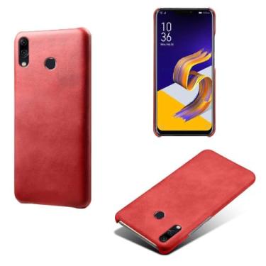 Imagem de Capa para Asus Zenfone 5 ZE620KL,Proteção contra quedas,Casca de volta de cor sólida simples,Design de couro de imitação de plástico-Red