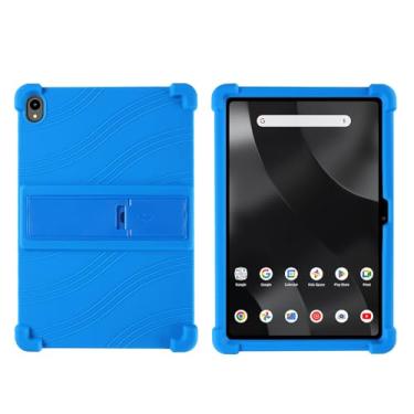 Imagem de Kwamaz Capa para tablet Onn de 12,1 polegadas (2024) modelo 100146663, capa infantil de silicone macio com suporte para Walmart Onn Surf Tablet 12,1 polegadas, azul