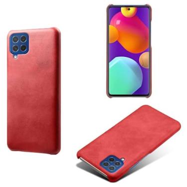 Imagem de Capa para Samsung Galaxy M62,Proteção contra quedas,Casca de volta de cor sólida simples,Design de couro de imitação de plástico-Red