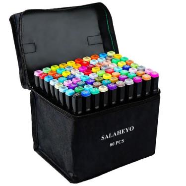 Imagem de Marcadores de álcool SALAHEYO 80 cores para pintura e desenho