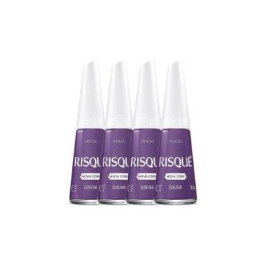 Imagem de Kit 4 Esmalte Risqué Nova Cor Cremoso Cor Jujuva 8ml