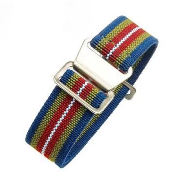 Imagem de Pulseira De Relógio De Tecido 18-22mm Pulseira De Relógio De Nylon Elástico, Rainbow, 20mm Gold Buckle