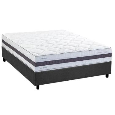 Imagem de Cama Box Casal: Colchão Molas Molas Ensacadas Ensacadas Herval Maxspring C1742 + Base CRC Suede Gray (138x188)