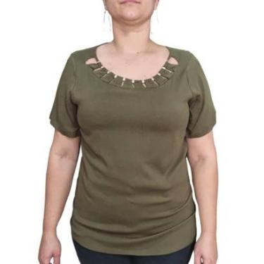 Imagem de Blusa Feminina Raio De Luz Verde Gola Detalhada Strass-Feminino