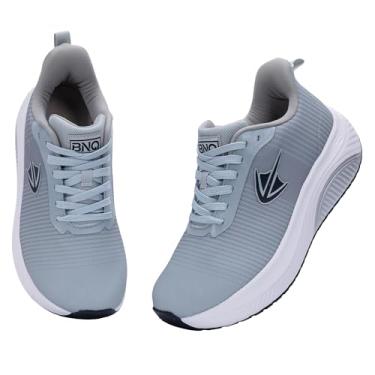 Imagem de Artlea Sapatos de caminhada femininos com bico largo, suporte de arco, fascite plantar, ortopédico, tênis de corrida sem cadarço, Cinza, 7.5 Wide