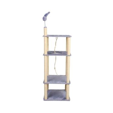 Imagem de Arranhador Gato Torre 4 Andares Gigante Playground Para Gatos Com Plataformas Rede Túnel Brinquedos(Lunar Gray)