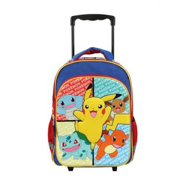 Imagem de Bioworld Mochila infantil com rodinhas Pokemon Pikachu e personagens favoritos, 40,6 cm