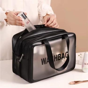 Imagem de Bolsa Necessaire Organizadora à Prova D'água Washbag Feminina Transparente para Viagem Maquiagem