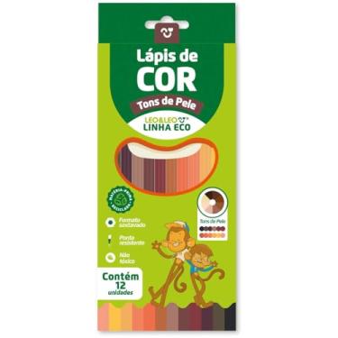 Imagem de Lápis de Cor Sextavado, Leonora, Leo e Leo, Tons de Pele, 12 Cores