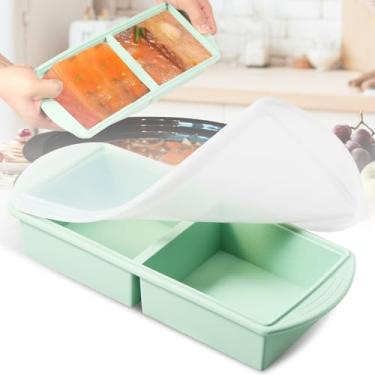 Imagem de XYTZHSAI Bandejas de silicone para freezer com tampas, moldes de recipiente de sopa à prova de vazamento de grande capacidade, bandeja de congelamento para armazenamento de sopa - Congele 125 mL 250