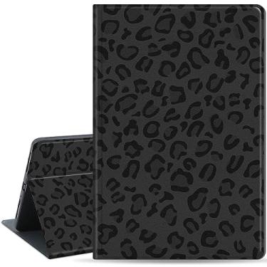 Imagem de Capa para Samsung Galaxy Tab S9 27.9 cm 2023/Tab S9 FE 5G 10,9 polegadas, capa inteligente de couro PU de vários ângulos com suporte para despertar/hibernar automaticamente, estampa de leopardo preto