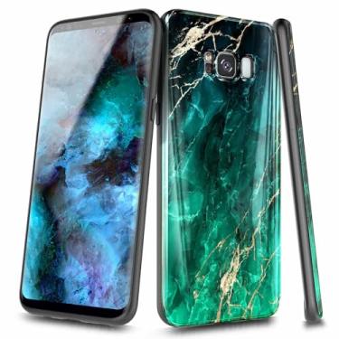 Imagem de WDHD Capa de telefone compatível com Samsung Galaxy S8+ (Plus), verde mármore | Capa protetora ultrafina e brilhante elegante