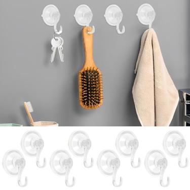 Imagem de 12 ganchos de ventosa para chuveiro, gancho de sucção transparente para chuveiro, gancho de sucção resistente para janela a vácuo, ventosa removível, suporte de guirlanda de até 10 kg para roupas de
