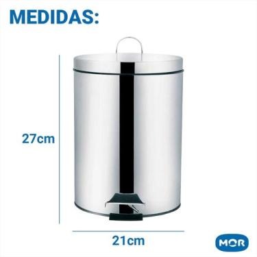 Imagem de Lixeira Inox 5 Litros Pedal Cesto Balde Interno Removível Aço Inox - M