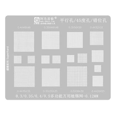 Imagem de Stencil Universal Amaoe BGA 0,12mm, Gabarito para Reballing de CI, 16 Modelos com Nota Fiscal