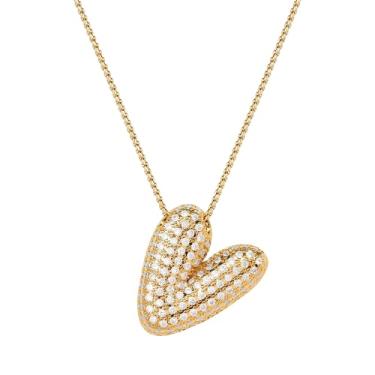 Imagem de Mint & Lily Colar feminino com inicial de ouro Pave Bubble – banhado a ouro 18K sobre latão com corrente delicada, presente para mulheres, Latão, Sem Pedra Preciosa