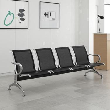 Imagem de Cadeira Longarina Aeroporto Sem Est Preta 4 Lugar - MAK DECOR