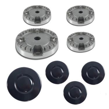 Imagem de Kit Tampinhas Espalhador e Queimador Cooktop 4 Bocas Fischer