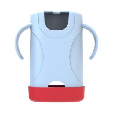 Imagem de Kokiya Suporte para caixa de para crianças, fácil de segurar, capa rígida, sem bagunça, confortável e portátil, 15x13,4 cm, Azul Vermelho