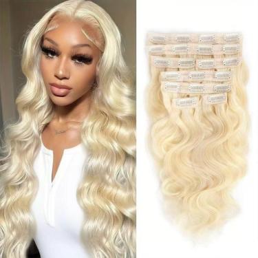 Imagem de Extensões de cabelo Clip-in CALNESHIA Real Human Hair 56cm 110g