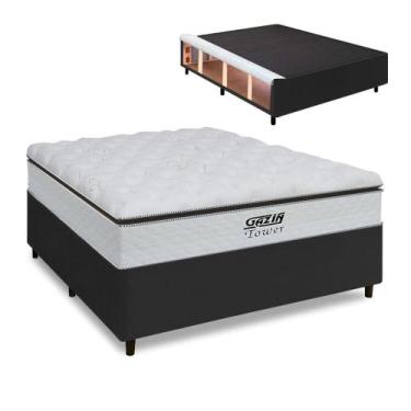 Imagem de Cama Box Baú King Gazin Colchão Com Molas Ensacadas 193x203x78cm Tower