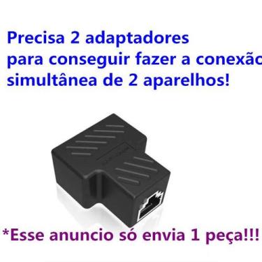 Imagem de 2 Conector Adaptador duplicador para cabo de rede RJ45 entrada fêmea -