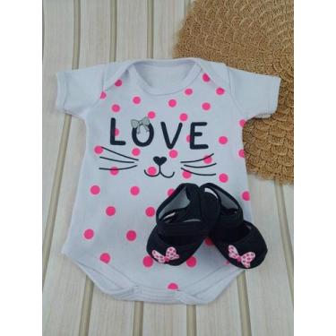 Imagem de Conjunto Sandália Com Body Desenho Bebe Menina Roupa Verão Estampado M