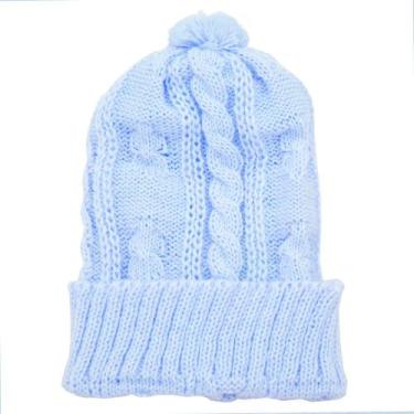 Imagem de Gorro Trança com Bola Tamine Luxo Azul Claro - Creações Tamine, Azul c