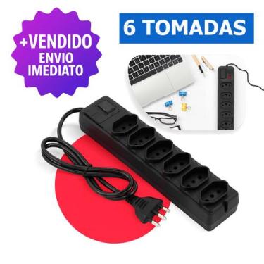 Imagem de Extensão Filtro de Linha com 6 Tomadas e Interruptor Liga Desliga Cabo