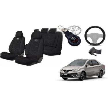 Imagem de Capas Customizadas Tecido Etios 16-22 + Volante + Chaveiro - Iron Tech