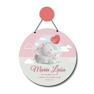 Imagem de Enfeite Porta Maternidade Personalizado Elefantinho Love - Nome do Beb