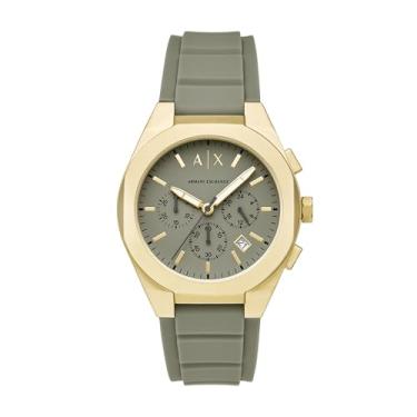 Imagem de Armani Exchange Relógio masculino A|X Sync cronógrafo de silicone verde (modelo: AX4197)