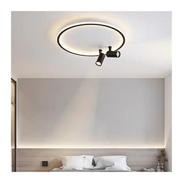 Imagem de Lustre moderno LED Lustres Decoração para casa Compatível com Quarto Estudo Showroom infantil Sala de estar Holofotes internos Lâmpadas Lustre Luminárias (Cor: Redondo 40cm Preto