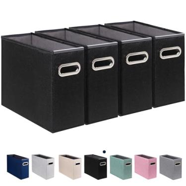 Imagem de ComfortKeeper Pacote com 4 caixas de armazenamento de arquivos tamanho carta dobrável, organizador de pastas de arquivos de tecido, suporte portátil de documentos de escritório com alça de metal