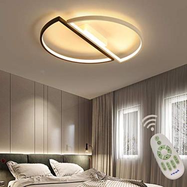 Imagem de Luminária de teto embutida para sala de estar, sala de jantar, quarto, luminária regulável com controle remoto, luminária suspensa LED redonda, design preto e branco, lustre para sala de est
