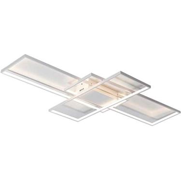 Imagem de Luminária de teto LED moderna, regulável, minimalista, retangular, design de anel, luz de teto para sala de estar, quarto, cozinha, ilha, bar, escadas, sala de jantar, iluminação de corredor