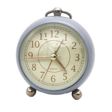 Imagem de hezhuhe2258 Despertador digital, vintage, relógio de mesa de metal, anel de suspensão de 8,9 cm, despertador de cabeceira, estilo simples, silencioso com luz noturna para pessoas que dormem pesadas