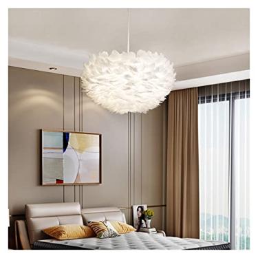 Imagem de Lustre nórdico de penas Led Lustre moderno Led Luminária pendente compatível com decoração de quarto Sala de estar Sala de jantar Led Teto Pendurado Luz (Cor: G, Tamanho: Diâmetro