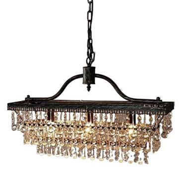 Imagem de Luminária pendente 3 luzes Luminária pendente Lustre de cristal Luminária de teto Estilo Sala de estar Sala de jantar Luz de suspensão (cor: A)