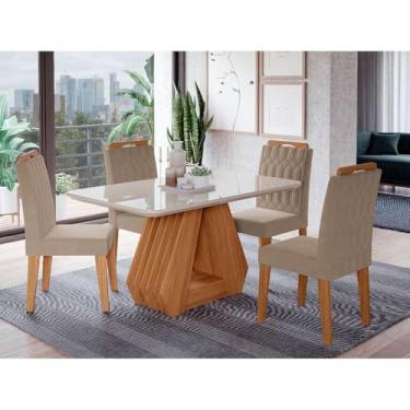 Imagem de Conjunto Sala de Jantar Mesa Ágata 130cm 4 Cadeiras Paola Cimol