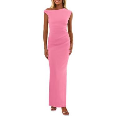 Imagem de Vestido maxi PRETTYGARDEN feminino 2025, verão, um ombro, rosa