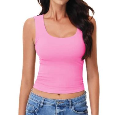 Imagem de Camiseta regata feminina YUCOLEN com forro duplo e gola redonda rosa