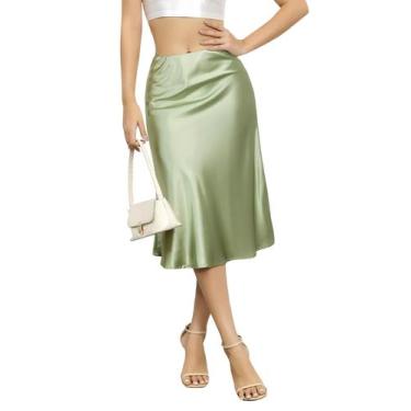 Imagem de Saia ALCEA ROSEA Satin Satin High Wisted Silky Midi para mulheres