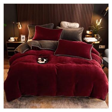 Imagem de 4 peças de capa de edredom de flanela lisa quente para o inverno, super macia, aconchegante, conjunto de lençol de cama para casa (9 Queen)